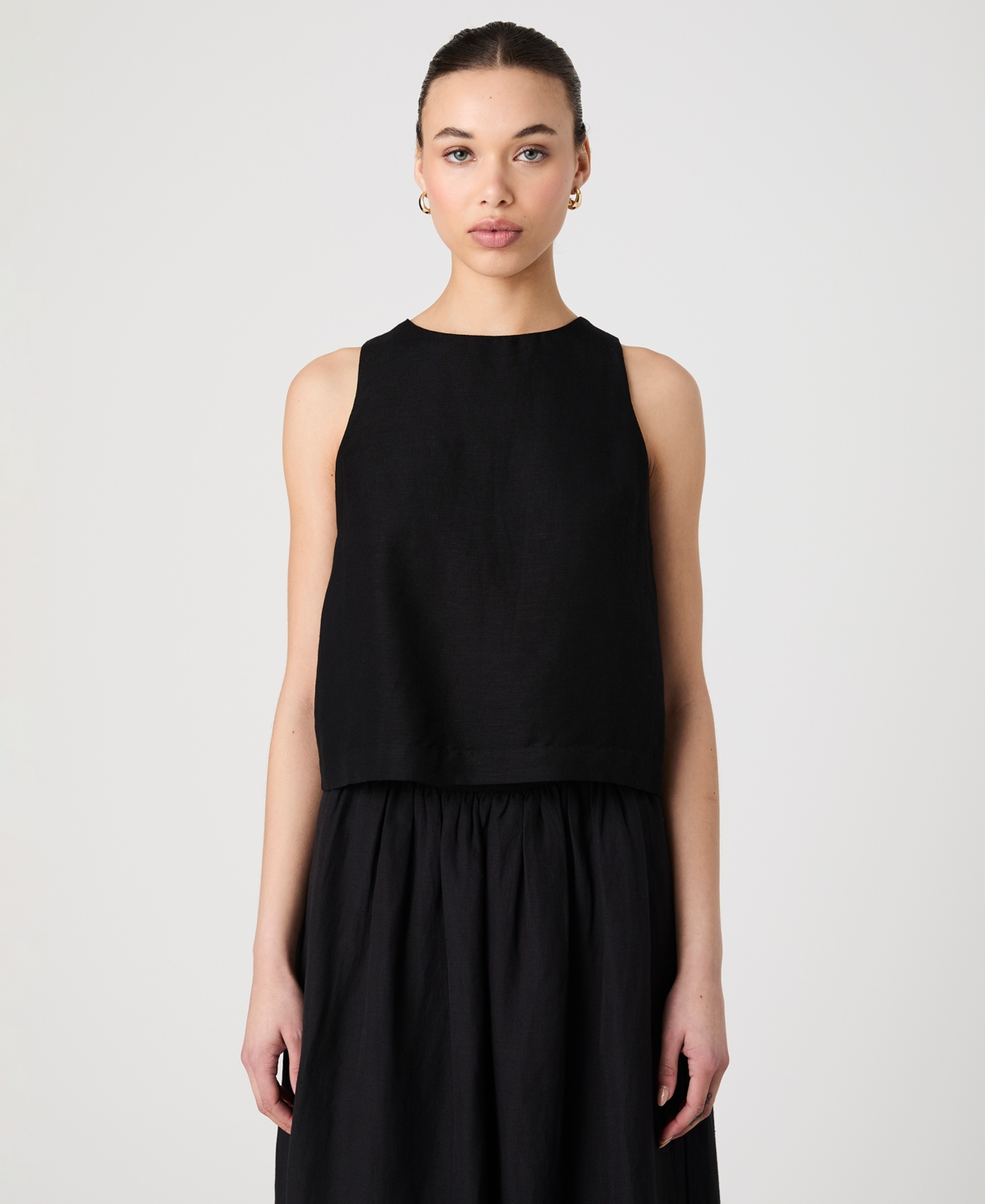 French Connection Birdie Sleeveless Trapeze Top In Black