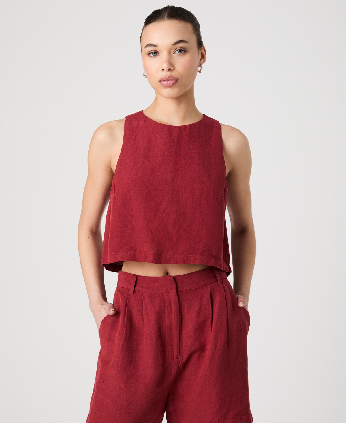 French Connection Birdie Sleeveless Trapeze Top In Red