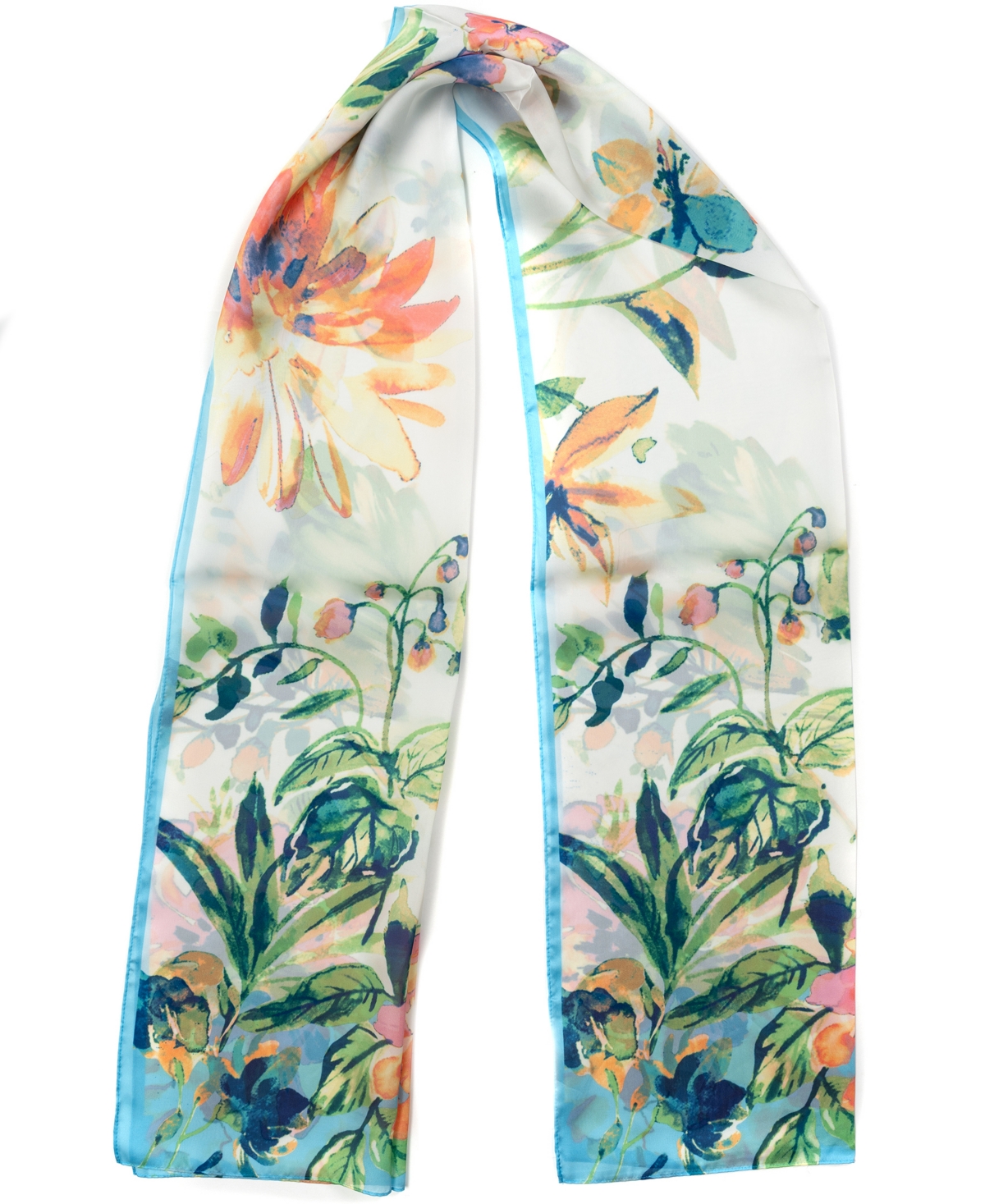 Garden Blooms Oblong Scarf - Chambray Multi