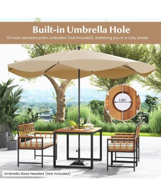 4 PCS Acacia Wood Patio Dining Set w/ 1 Rectangular Table 1 Loveseat & 2 Armchairs