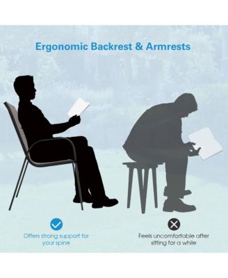 7PCS Patio Dining Furniture Set w/ 6 Stackable Armchairs & Umbrella Hole