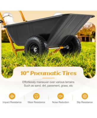 Dual-Wheel Wheelbarrow Garden Utility Cart with Pneumatic Tires-Black