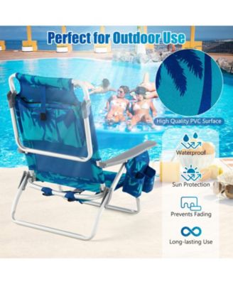 2 Pieces Folding Backpack Beach Chair with Pillow-Peacock Blue