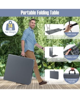 6 ft Portable Folding Table 350 LBS Fold-in-Half Table with HDPE Tabletop