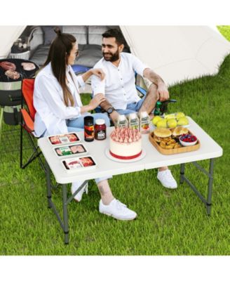 4 Feet Portable Camping Table with HDPE Tabletop and Metal Legs