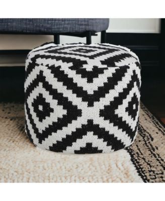Upholstered Cotton Blend Ottoman for Bedroom Lounge and Home Accent