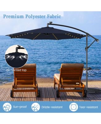 10 FT Offset Patio Umbrella Solar Powered Cantilever Umbrella w/ 112 LED Lights