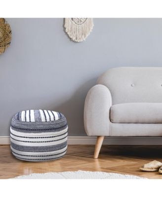 Upholstered Cotton Ottoman for Living Room Accent Chair and Footrest