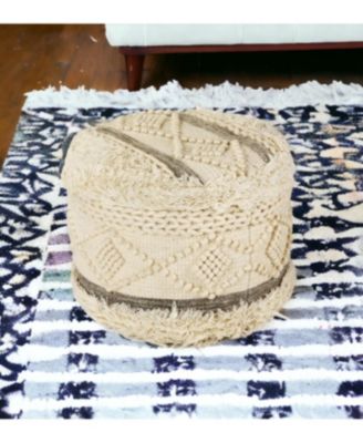 Round Wool Ottoman for Comfortable Footrest and Living Room Seating