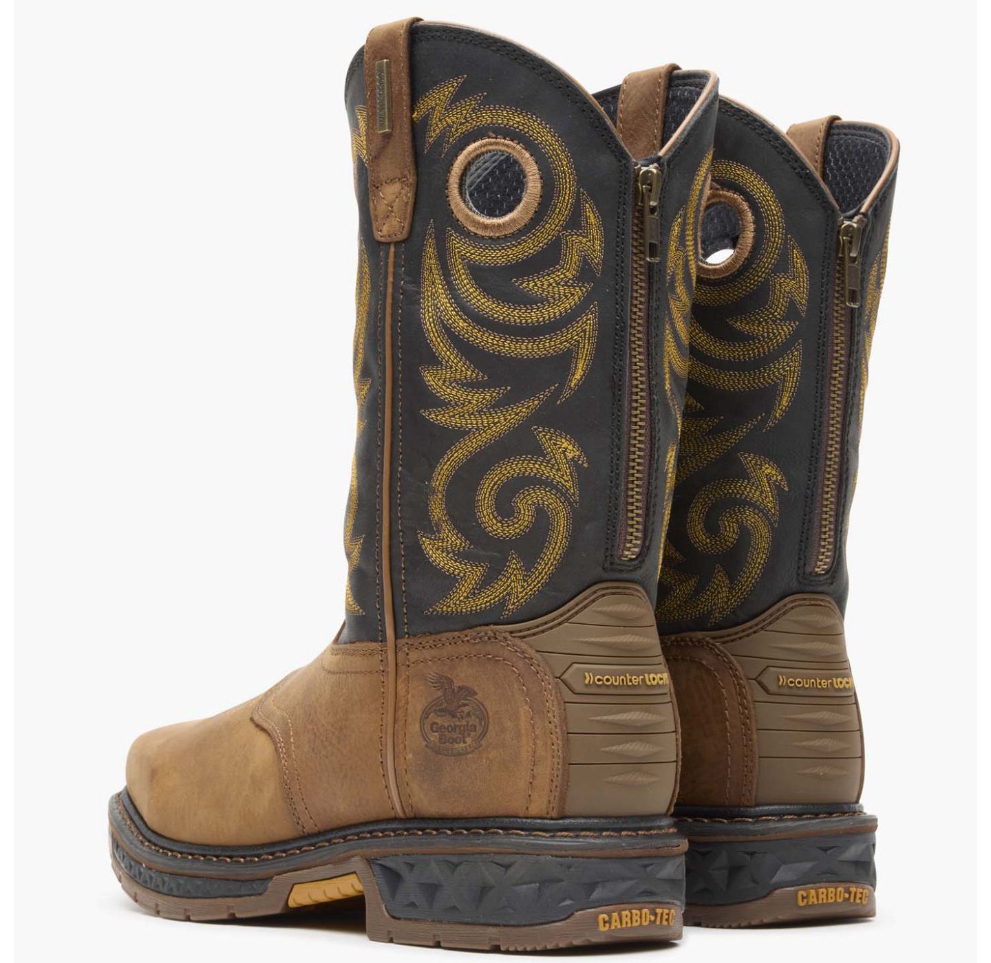 Мужские ботинки GEORGIA BOOT Carbo-Tec LT Steel Toe Waterproof Pull On Work Boot, цвет: Чёрный / Коричневый — фото 4