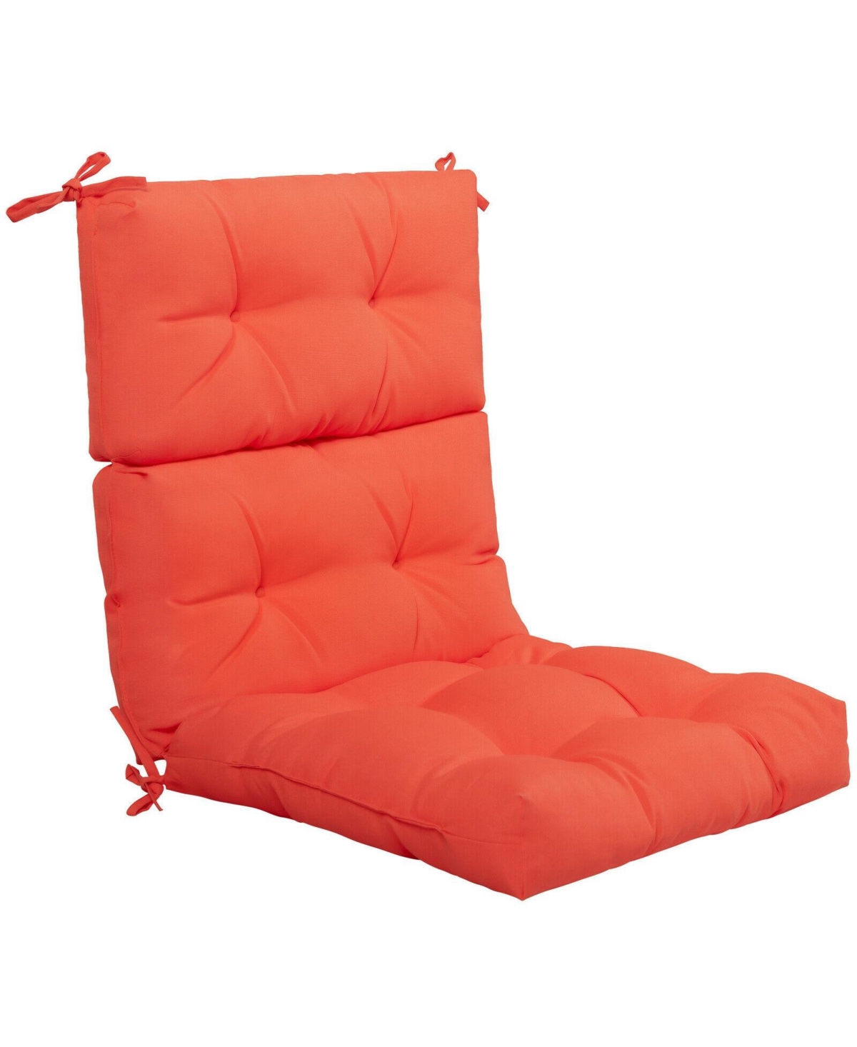 Tufted Patio High Back Chair Cushion with Non-Slip String Ties - Orange