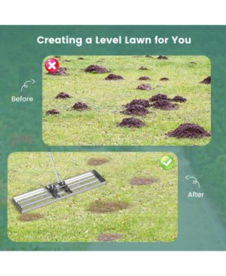 42 x 10 Inch Lawn Leveling Rake with Ergonomic Handle-Silver