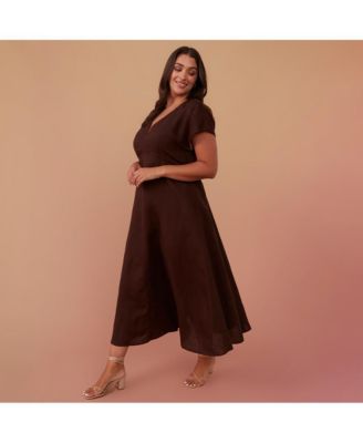 Plus Size Aubrey V-Neck Midi Dress