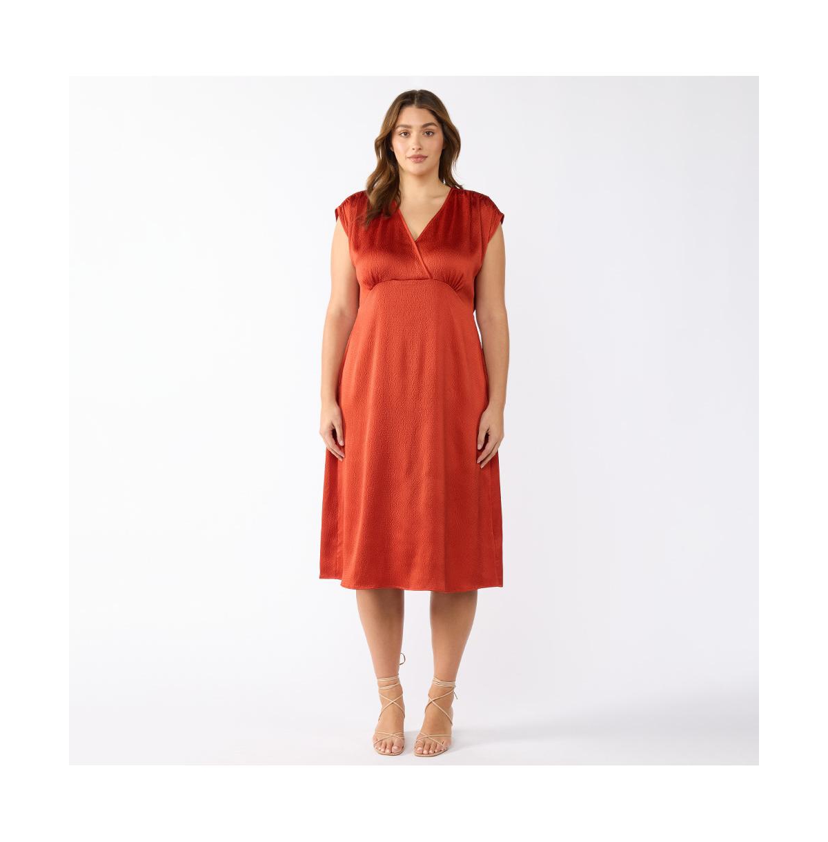 Burning Desert Textured Dress - Rusty orange
