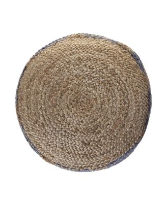 Woven Jute Ottoman for Extra Seating and Rustic Living Room Accent