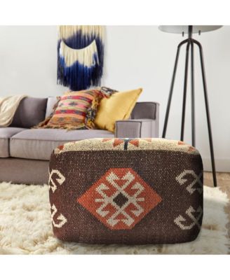 Cotton Pouf Ottoman for Living Room Footrest and Decorative Accent