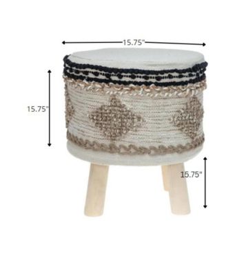 Jute Round Abstract Ottoman for Living Room and Bedroom Seating