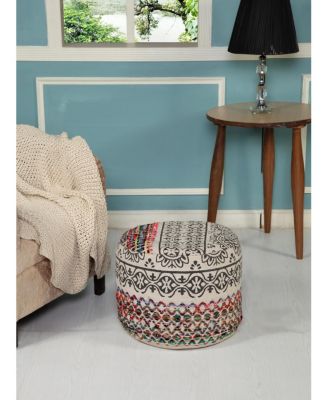 Upholstered Cotton Blend Ottoman for Footrest and Accent Furniture
