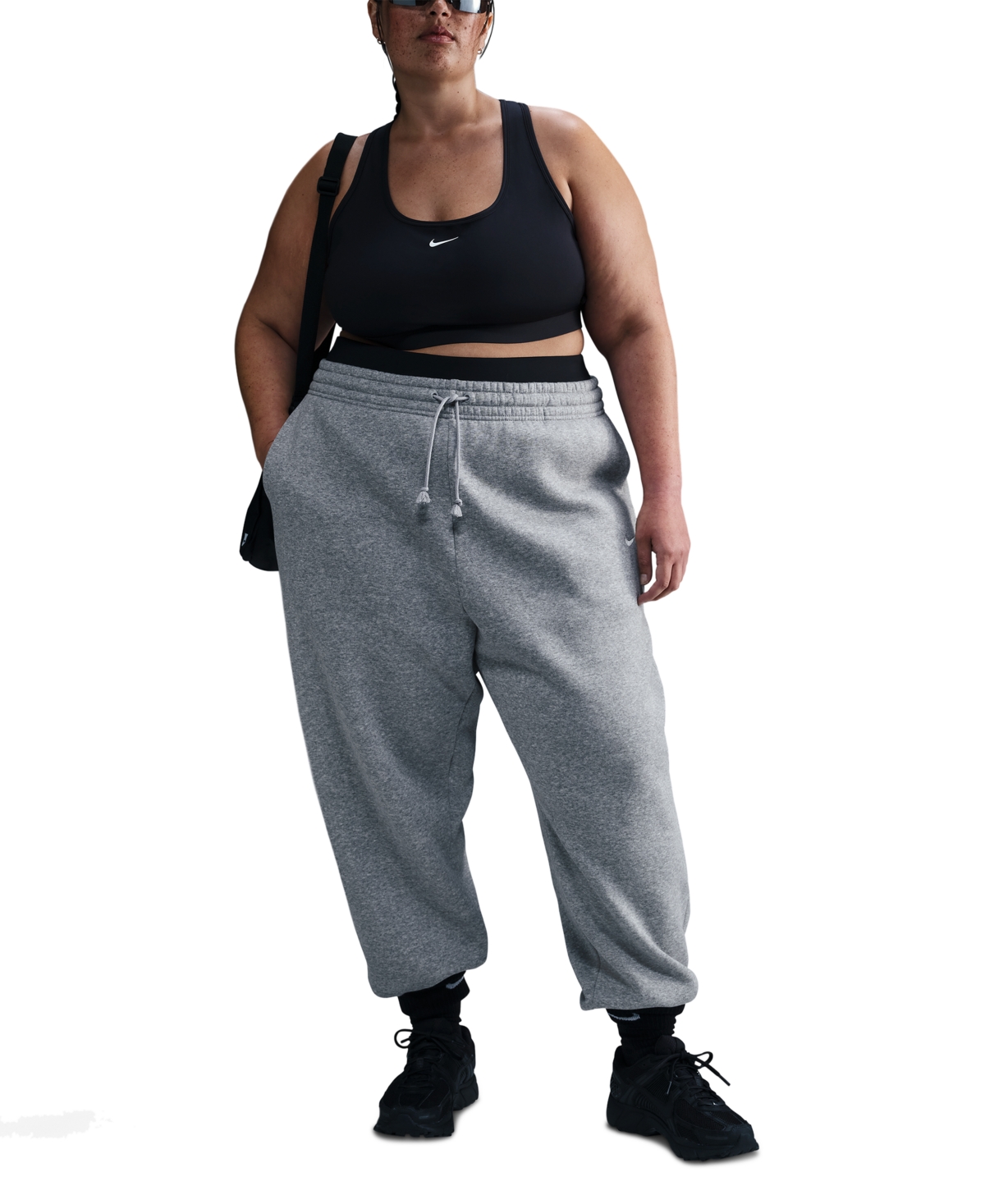 Nike Sportswear Plus Size Phoenix Fleece High-waist Oversized Sweatpants In Gray