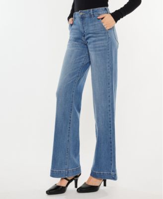 Women's High Rise Wide Leg Pull On Jeans