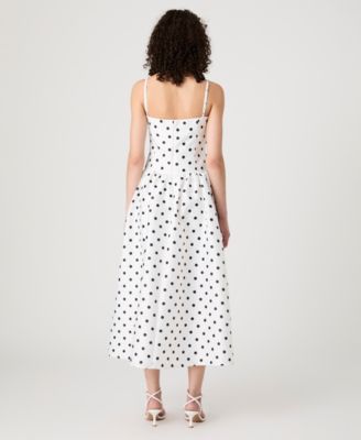 Women's Strappy Polka Dot Midi Dress