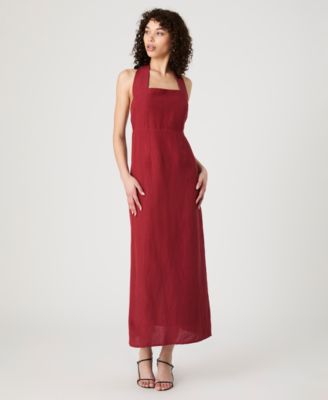 Women's Birdie Linen-Blend Halter-Neck Midi Dress