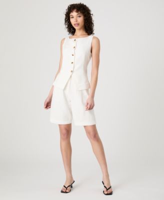 French Connection Womens Birdie Button Front Vest Top High Rise Bermuda Shorts