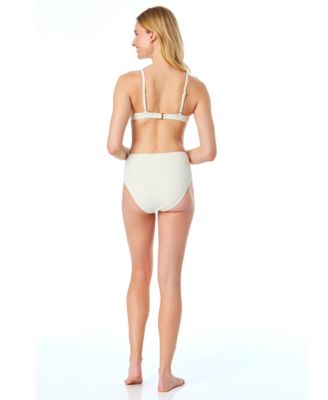 Cece Womens La Vie A La Mer Textured Button Front Bikini Top Bottoms