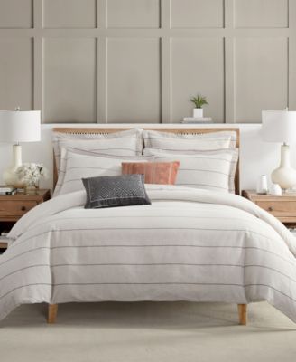 Home Leo Stripe Textured 3-Pc. Duvet Cover Set, Queen