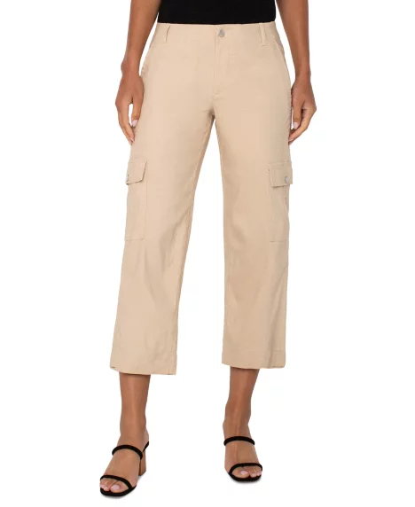 Petite Cropped Utility Tab-Hem Pants - Hazelnut