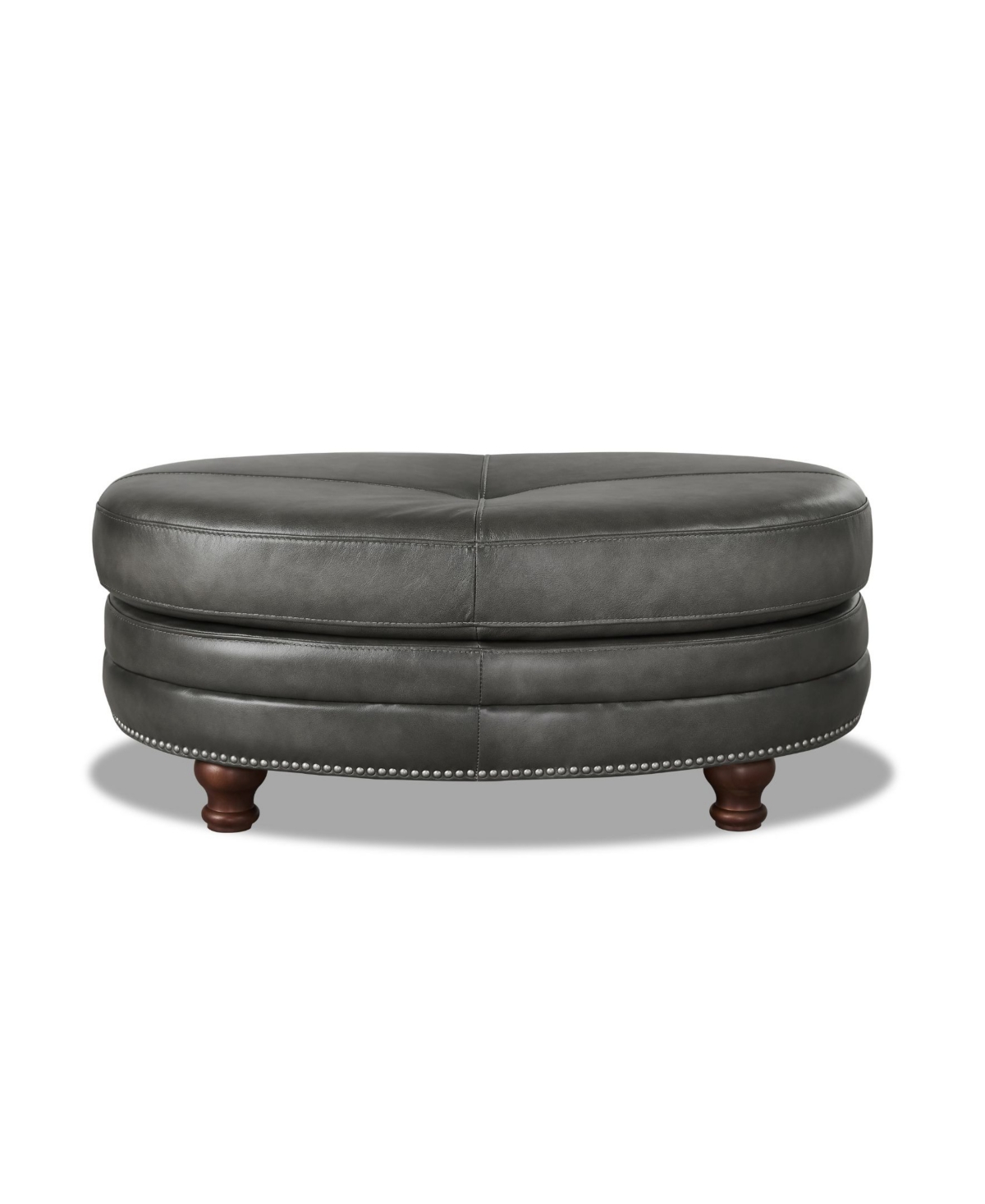 Hydeline Belfast 42" Top Grain Leather Oval Ottoman