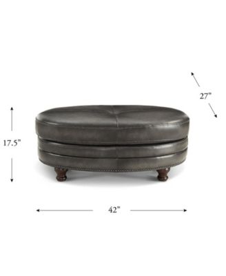 Belfast 42" Top Grain Leather Oval Ottoman