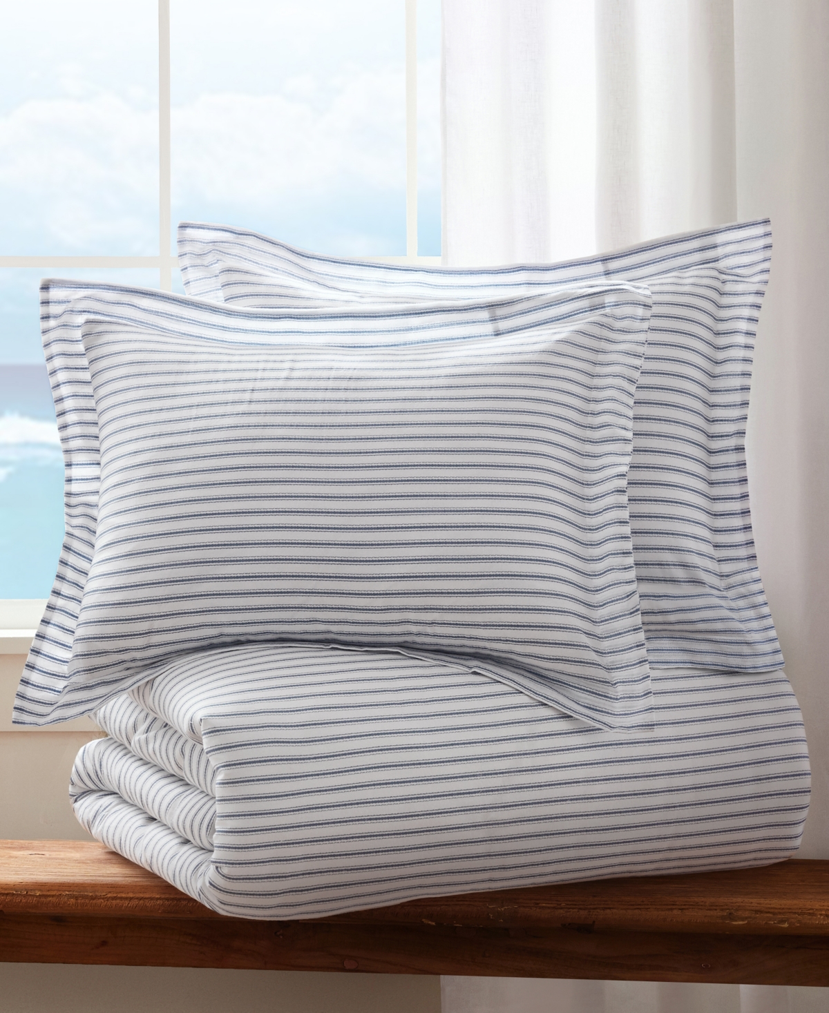 Levtex Tobago Stripe Reversible 3-pc. Duvet Cover Set, Queen In Blue