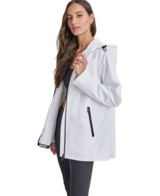 DKNY ホワイト ウィンドブレーカー DKNY Women's Hooded Full Zip Spectator Jacket - Macy's