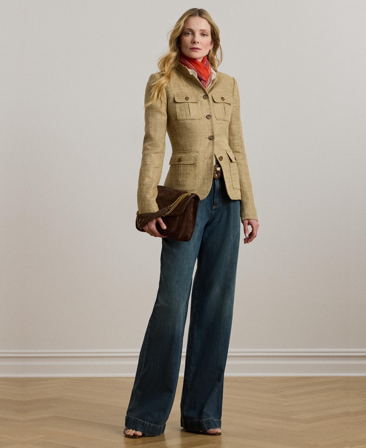Women's High-Rise Pleated Wide-Leg Jeans - Haze Wash
