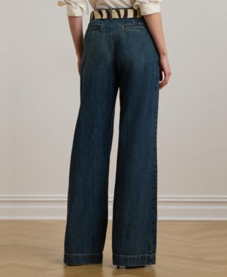 Women's High-Rise Pleated Wide-Leg Jeans