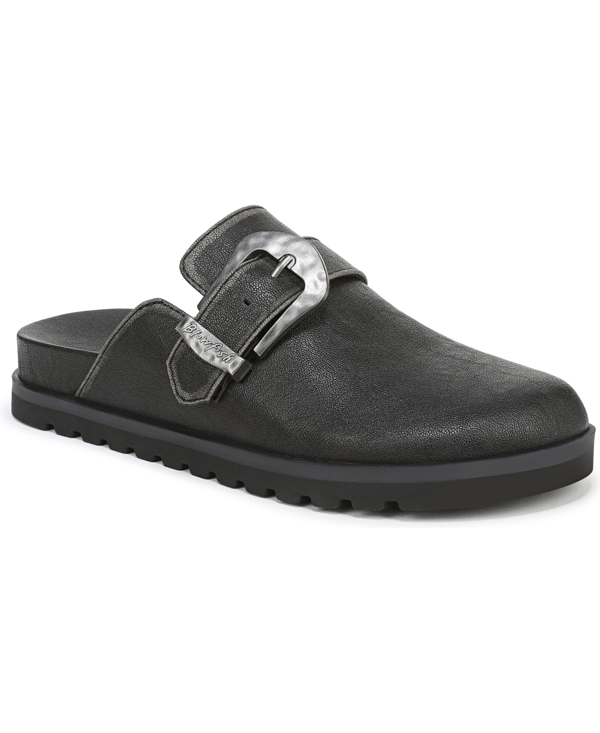 Women's Sienna Round Toe Slip On Flat Clogs - Black Faux Leather