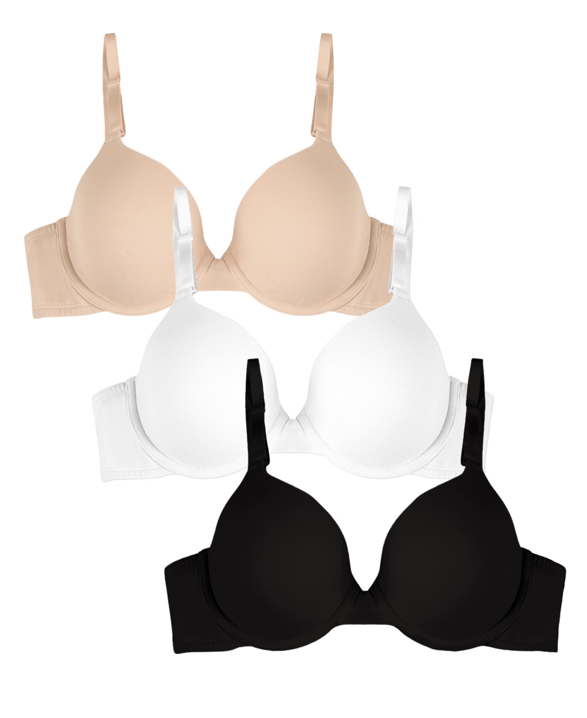 Women's 3-Pack T-Shirt Bra - Black hue/white/heather grey