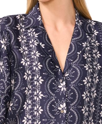 Women's Printed Short-Sleeve Camp Top