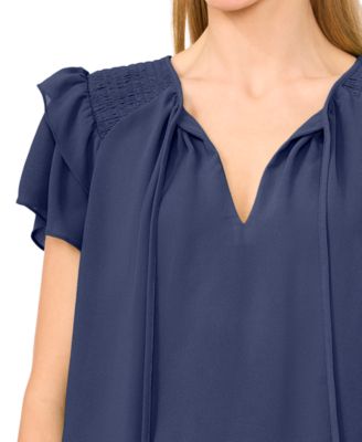 Women's Tie-Neck Tiered-Ruffle-Sleeve Blouse