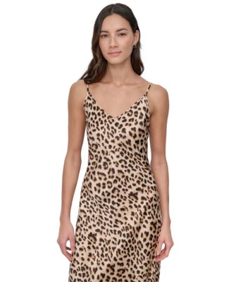 Women's Animal-Print Washed Satin Slipdress