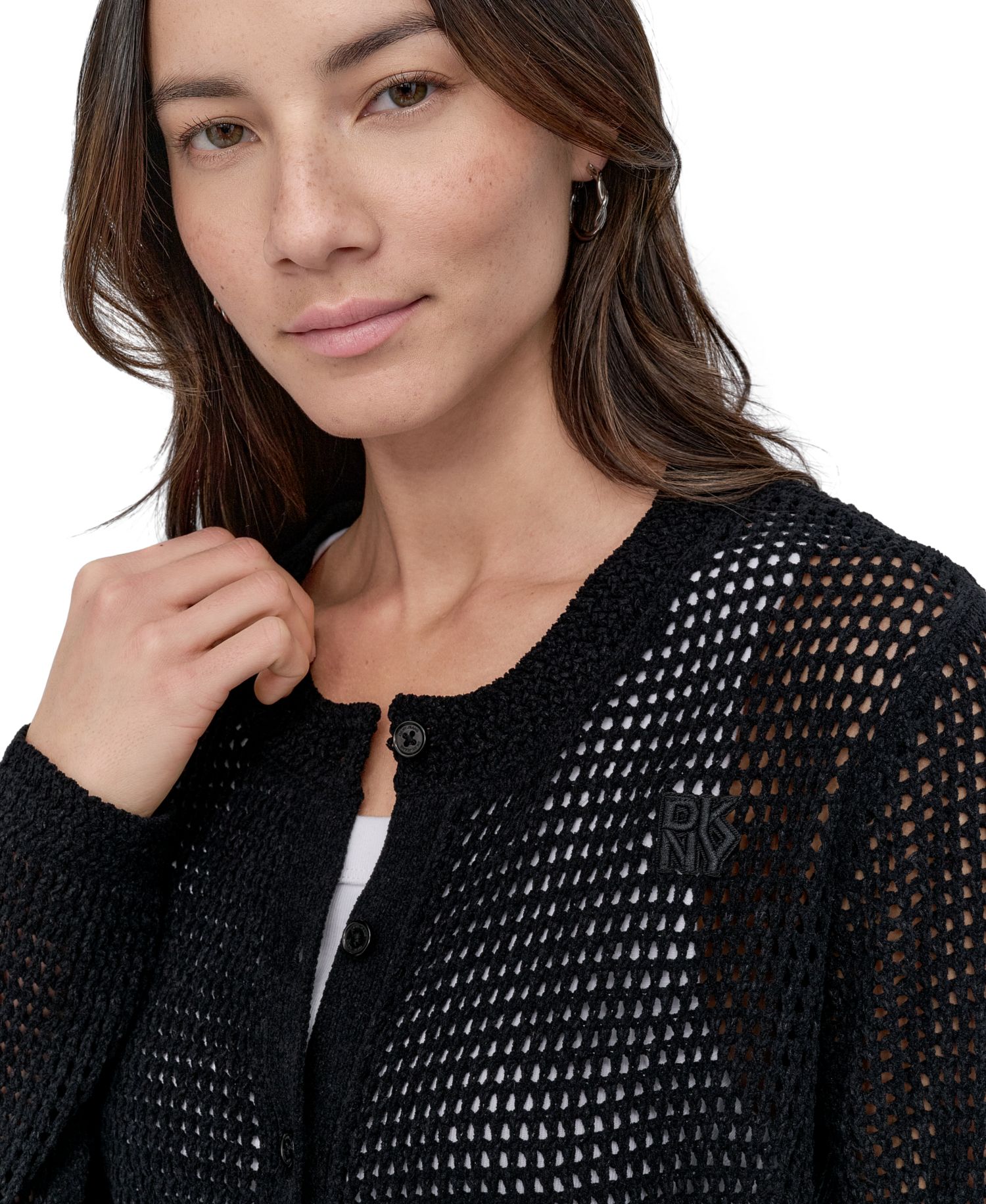 Women's Baby Chenille Open-Stitch Long-Sleeve Cardigan