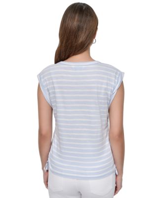 Women's Side-Tie Ruched Sleeveless T-Shirt