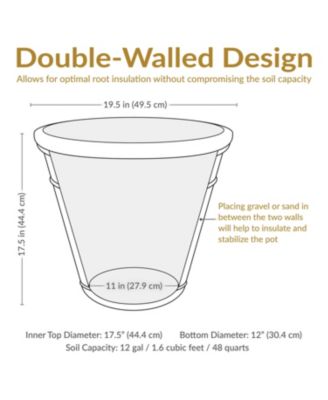 Indoor/Outdoor Patio, Garden, or Porch Weather-Resistant Double-Walled Arabella Flower Pot Planter - 20"
