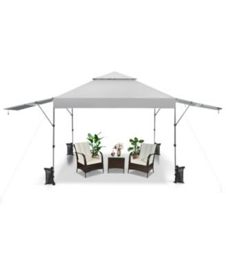10 x 17.6 Feet Outdoor Instant Pop-up Canopy Tent with Dual Half Awnings-White