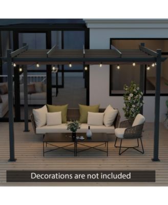 10 x 12 Feet Outdoor Aluminum Retractable Pergola Canopy Shelter Grape Trellis