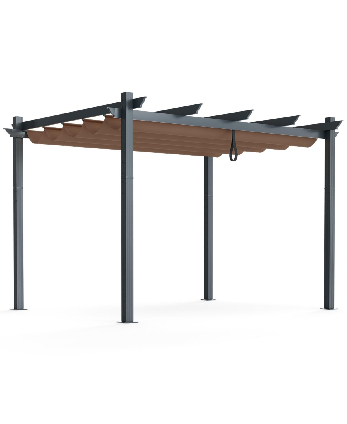 10 x 12 Feet Outdoor Aluminum Retractable Pergola Canopy Shelter Grape Trellis - Brown