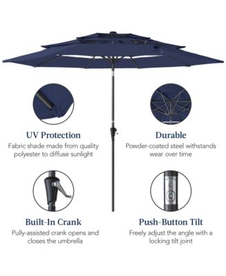 10ft 3-Tier Patio Umbrella, Market Sun Shade w/ Tilt Adjustment, Easy Crank