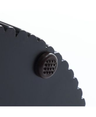 15'' Small Accent Table Compact Size Black Fluted Fir & MDF Wood Round Side Tables