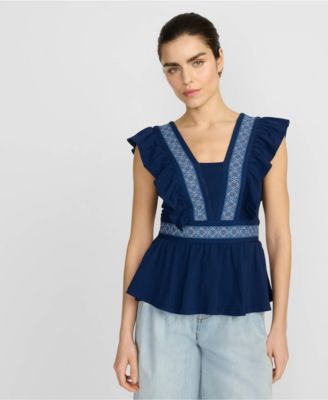 Women's Lightweight Jersey Ruffle Peplum Top